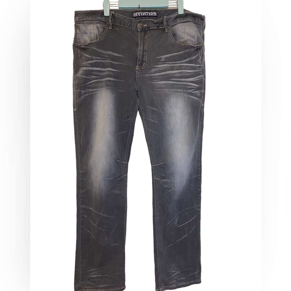 Affliction ACE Faded Gray Distressed 7- Pocket Jeans Mens size 40